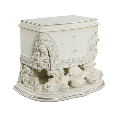 Antique White Accent Chest with Floral Scroll Design - 1st Choice Furniture Direct