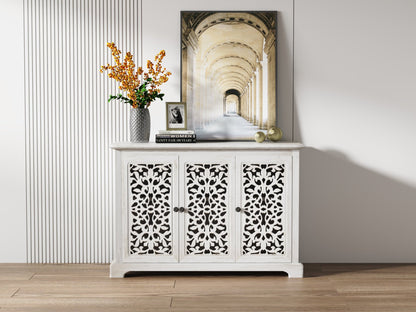 Antique White Buffet Cabinet with Storage | Rustic Farmhouse Accent Cabinet - 1st Choice Furniture Direct