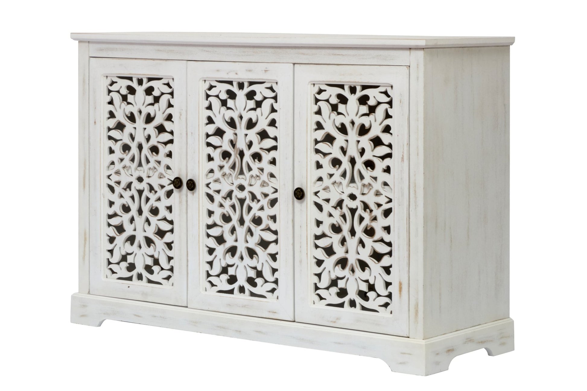 Antique White Buffet Cabinet with Storage | Rustic Farmhouse Accent Cabinet - 1st Choice Furniture Direct