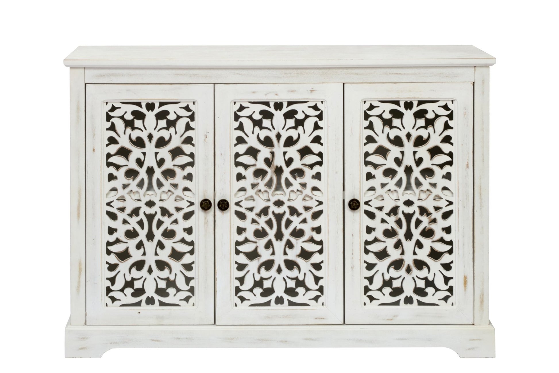Antique White Buffet Cabinet with Storage | Rustic Farmhouse Accent Cabinet - 1st Choice Furniture Direct