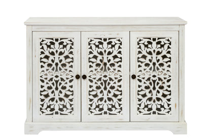 Antique White Buffet Cabinet with Storage | Rustic Farmhouse Accent Cabinet - 1st Choice Furniture Direct