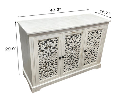 Antique White Buffet Cabinet with Storage | Rustic Farmhouse Accent Cabinet - 1st Choice Furniture Direct