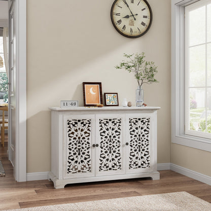 Antique White Buffet Cabinet with Storage | Rustic Farmhouse Accent Cabinet - 1st Choice Furniture Direct
