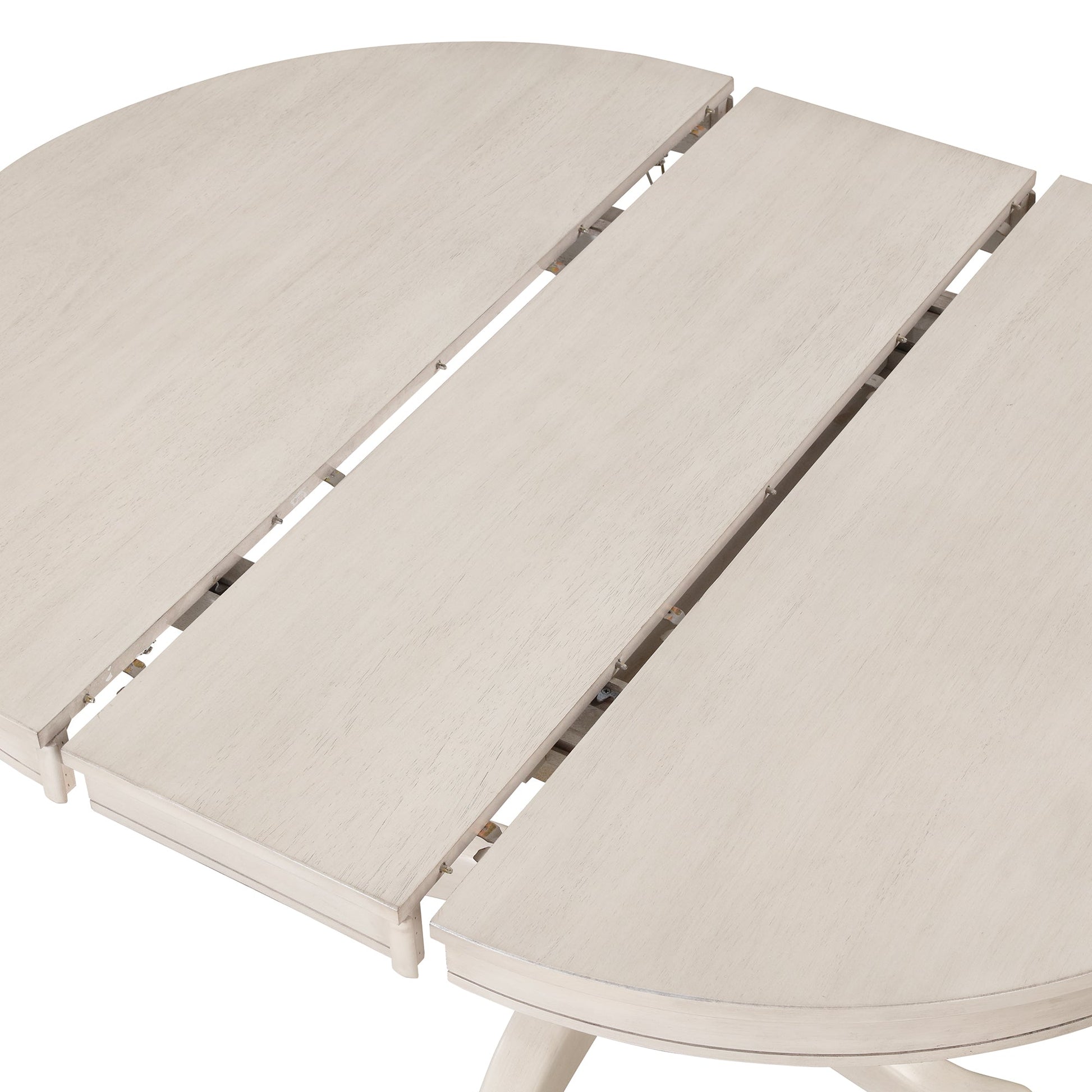 Antique White Modern Dining Table Set for 4 with Round Table and Chairs, Solid Wood & MDF - 1st Choice Furniture Direct