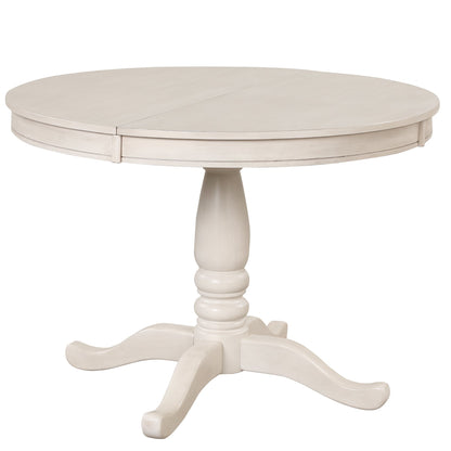 Antique White Modern Dining Table Set for 4 with Round Table and Chairs, Solid Wood & MDF - 1st Choice Furniture Direct