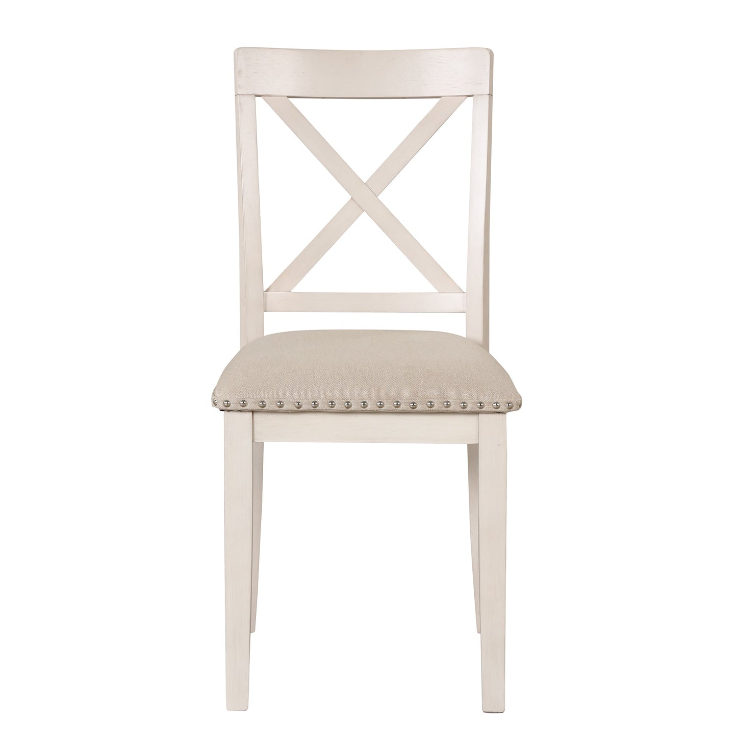 Antique White Modern Dining Table Set for 4 with Round Table and Chairs, Solid Wood & MDF - 1st Choice Furniture Direct