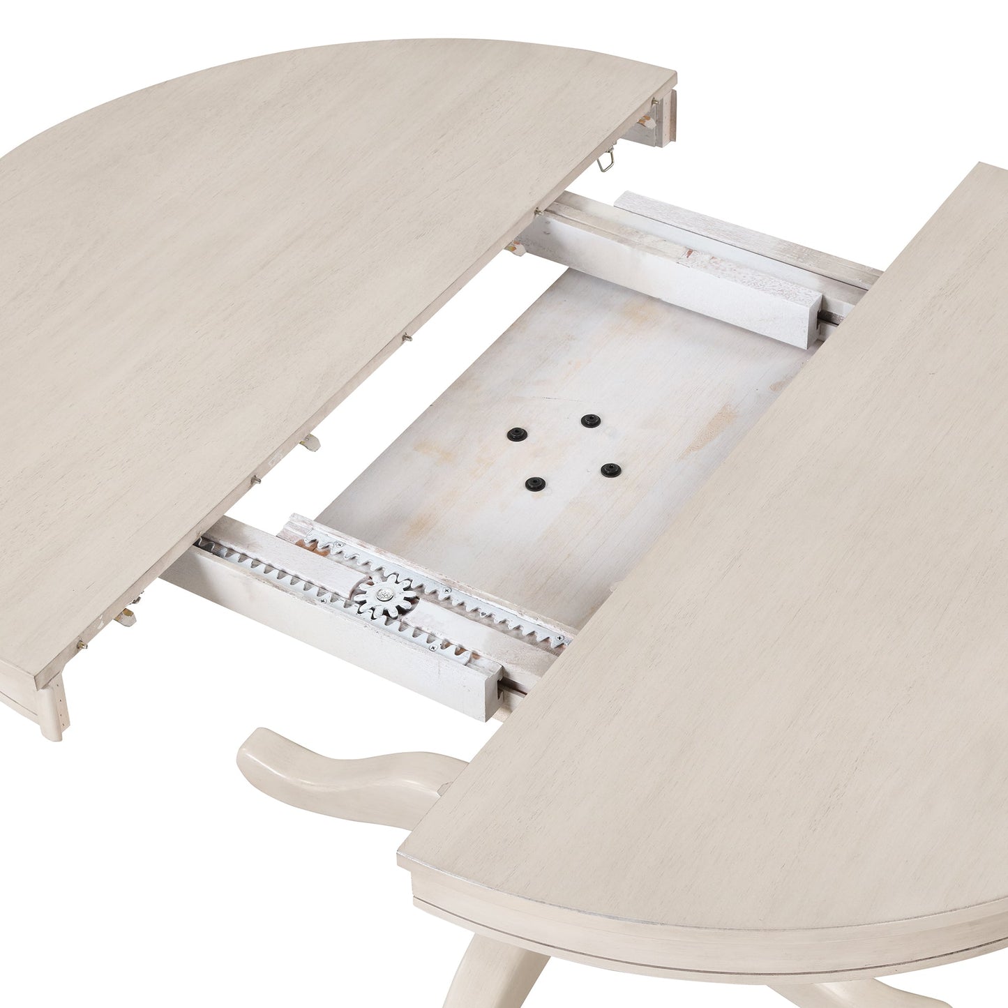 Antique White Modern Dining Table Set for 4 with Round Table and Chairs, Solid Wood & MDF - 1st Choice Furniture Direct