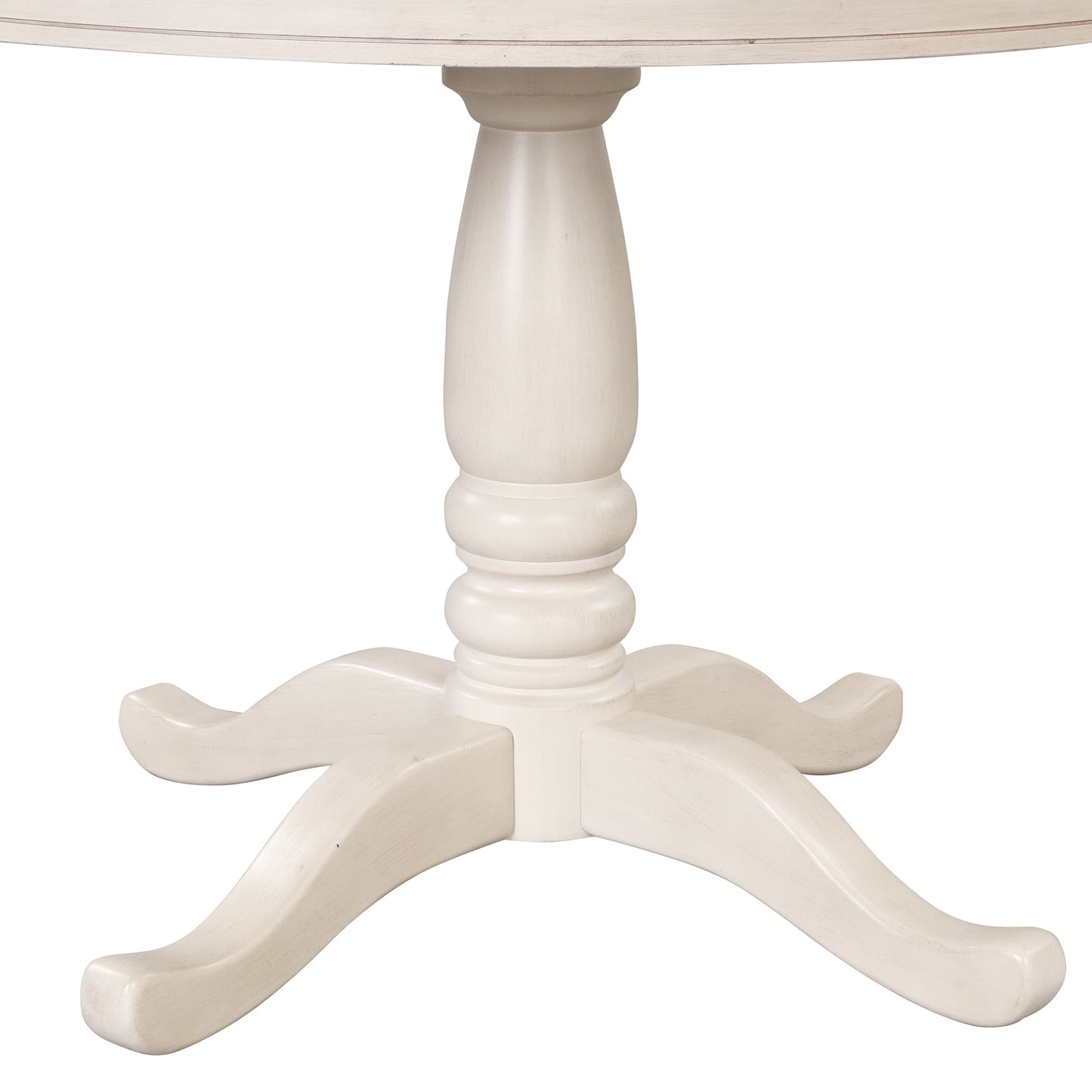 Antique White Modern Dining Table Set for 4 with Round Table and Chairs, Solid Wood & MDF - 1st Choice Furniture Direct