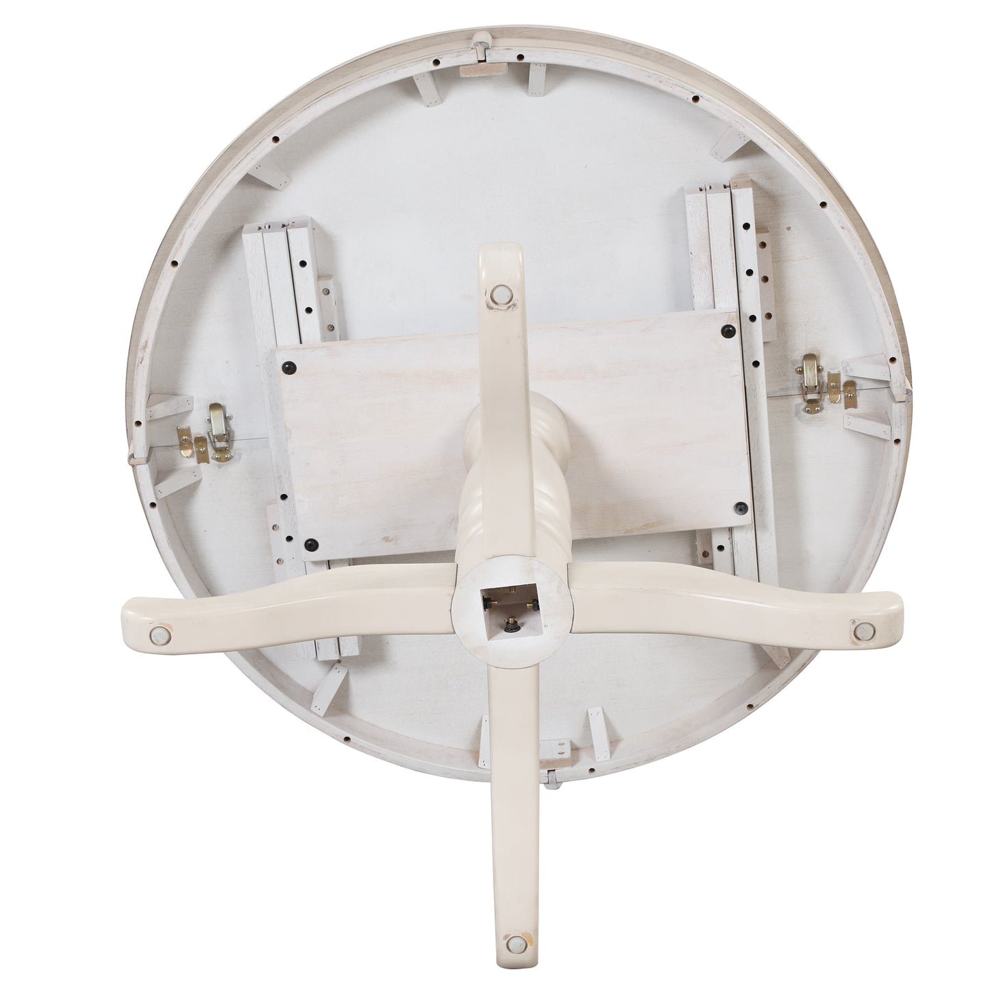 Antique White Modern Dining Table Set for 4 with Round Table and Chairs, Solid Wood & MDF - 1st Choice Furniture Direct