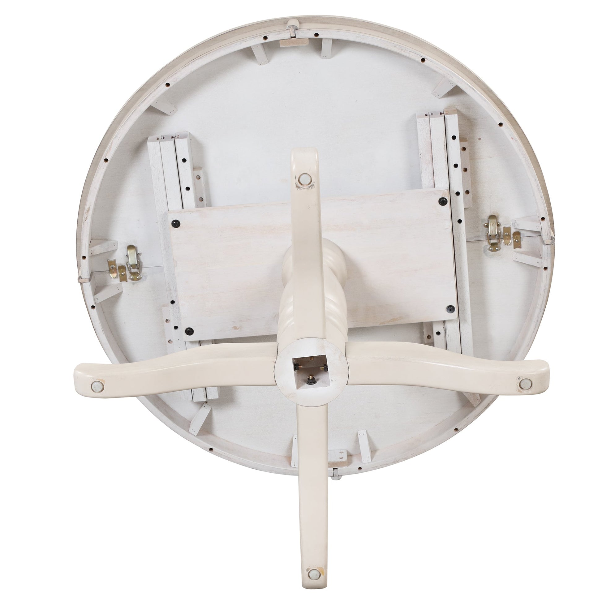 Antique White Modern Dining Table Set for 4 with Round Table and Chairs, Solid Wood & MDF - 1st Choice Furniture Direct