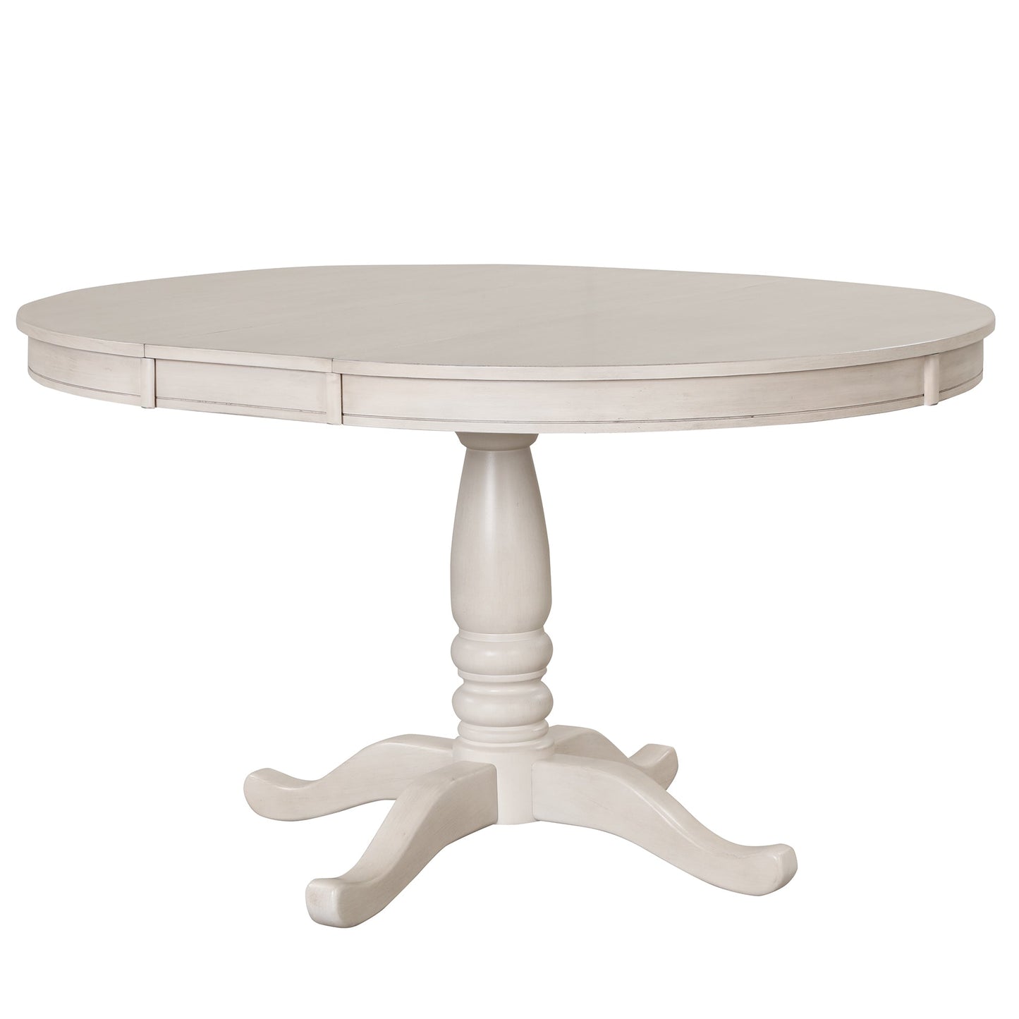 Antique White Modern Dining Table Set for 4 with Round Table and Chairs, Solid Wood & MDF - 1st Choice Furniture Direct