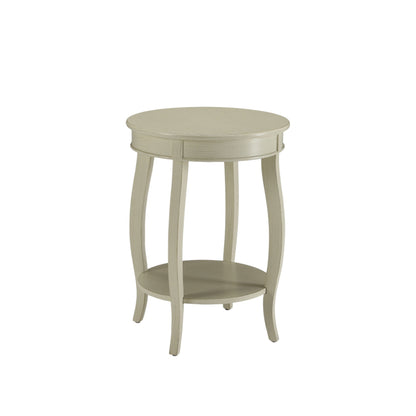 Antique White Round End Table with Bottom Shelf - 1st Choice Furniture Direct