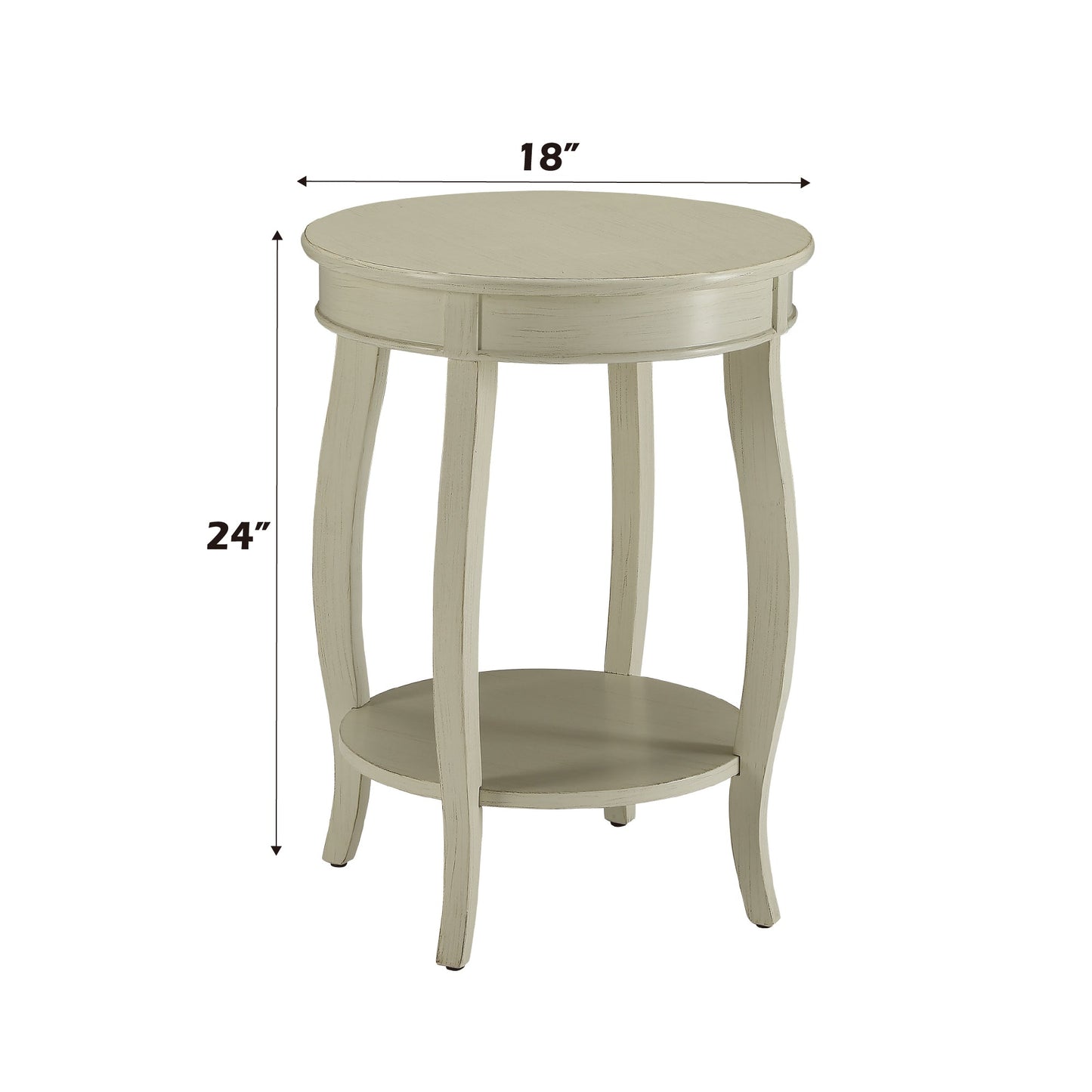 Antique White Round End Table with Bottom Shelf - 1st Choice Furniture Direct