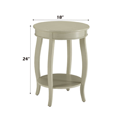 Antique White Round End Table with Bottom Shelf - 1st Choice Furniture Direct