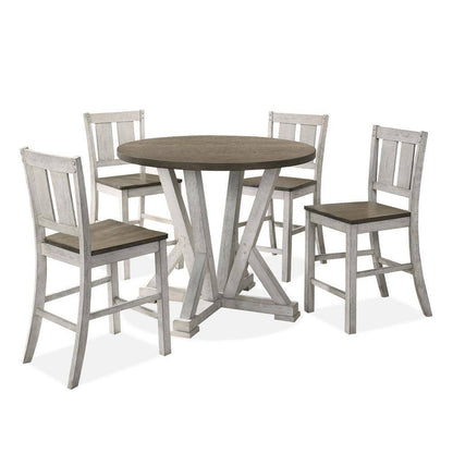 Antique White Rustic Style 1pc Counter Height Dining Table Two - tone Design Dining Room Furniture - 1st Choice Furniture Direct