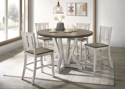 Antique White Rustic Style 1pc Counter Height Dining Table Two - tone Design Dining Room Furniture - 1st Choice Furniture Direct