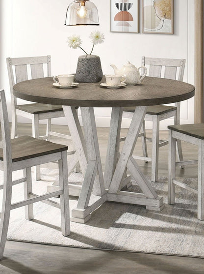 Antique White Rustic Style 1pc Counter Height Dining Table Two - tone Design Dining Room Furniture - 1st Choice Furniture Direct