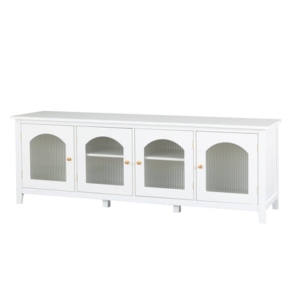 Antique White Stylish TV Cabinet Entertainment Center with Solid Wood Frame and Changhong Glass Door - 1st Choice Furniture Direct