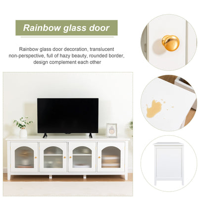 Antique White Stylish TV Cabinet Entertainment Center with Solid Wood Frame and Changhong Glass Door - 1st Choice Furniture Direct