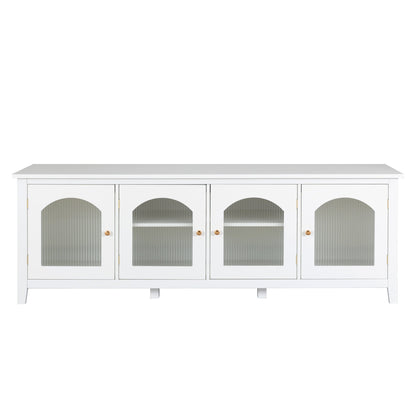 Antique White Stylish TV Cabinet Entertainment Center with Solid Wood Frame and Changhong Glass Door - 1st Choice Furniture Direct