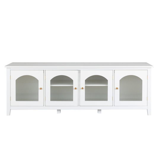Antique White Stylish TV Cabinet Entertainment Center with Solid Wood Frame and Changhong Glass Door - 1st Choice Furniture Direct