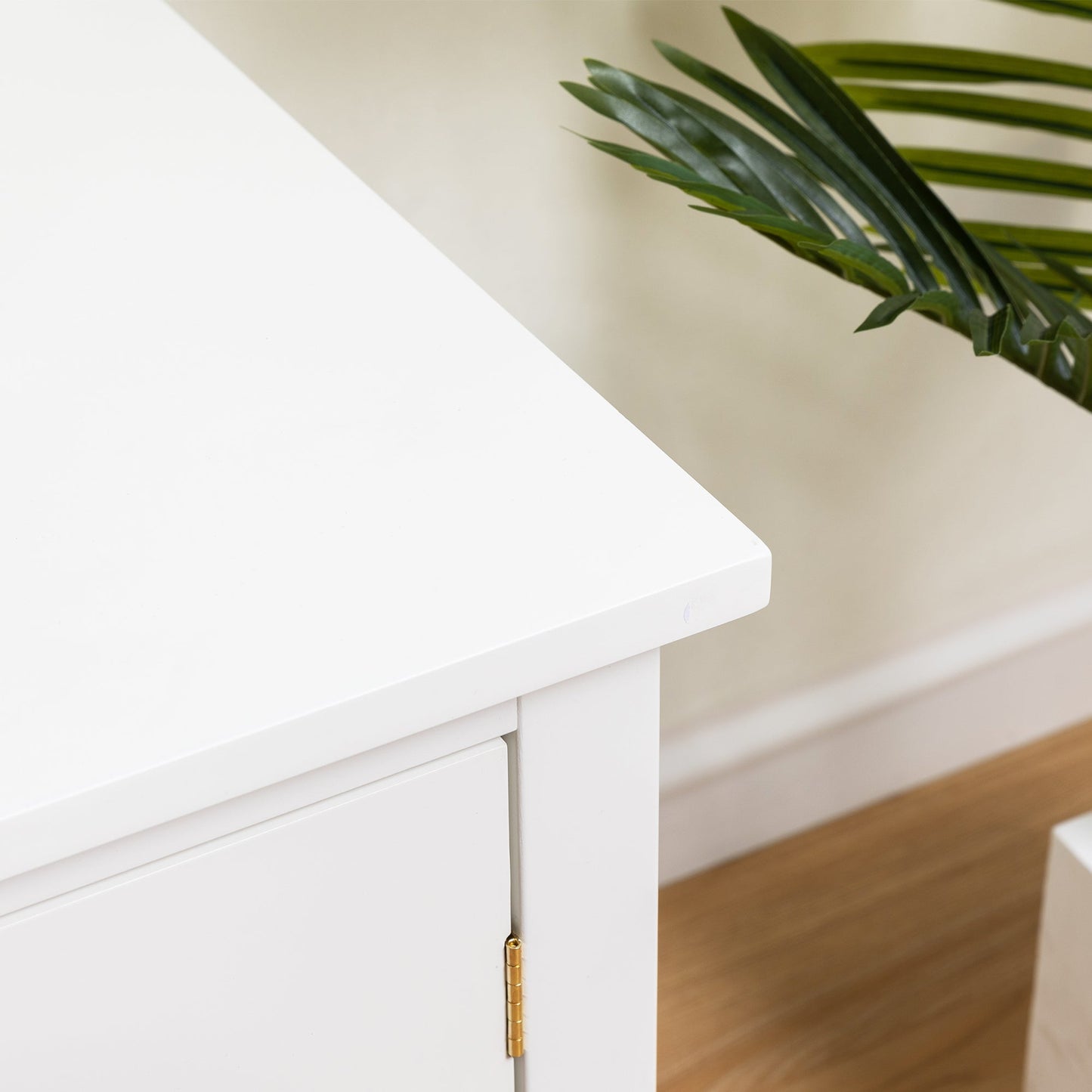 Antique White Stylish TV Cabinet Entertainment Center with Solid Wood Frame and Changhong Glass Door - 1st Choice Furniture Direct