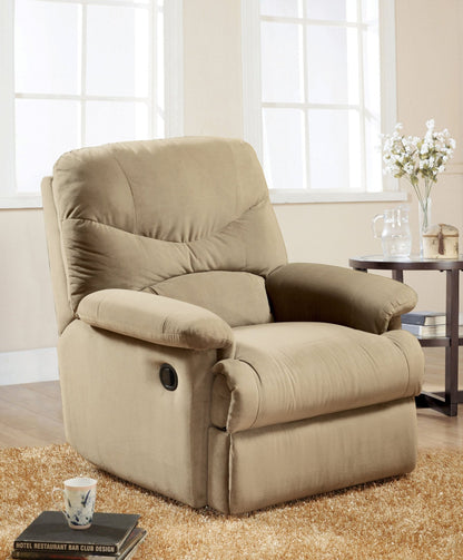 Arcadia Beige Microfiber Motion Recliner - 1st Choice Furniture Direct