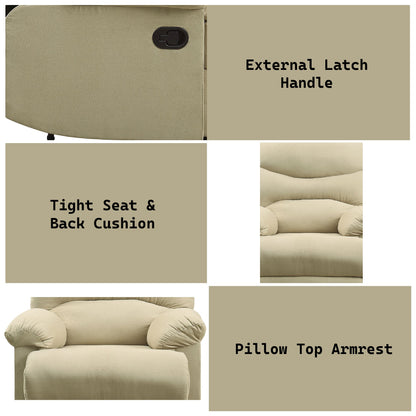 Arcadia Beige Microfiber Motion Recliner - 1st Choice Furniture Direct