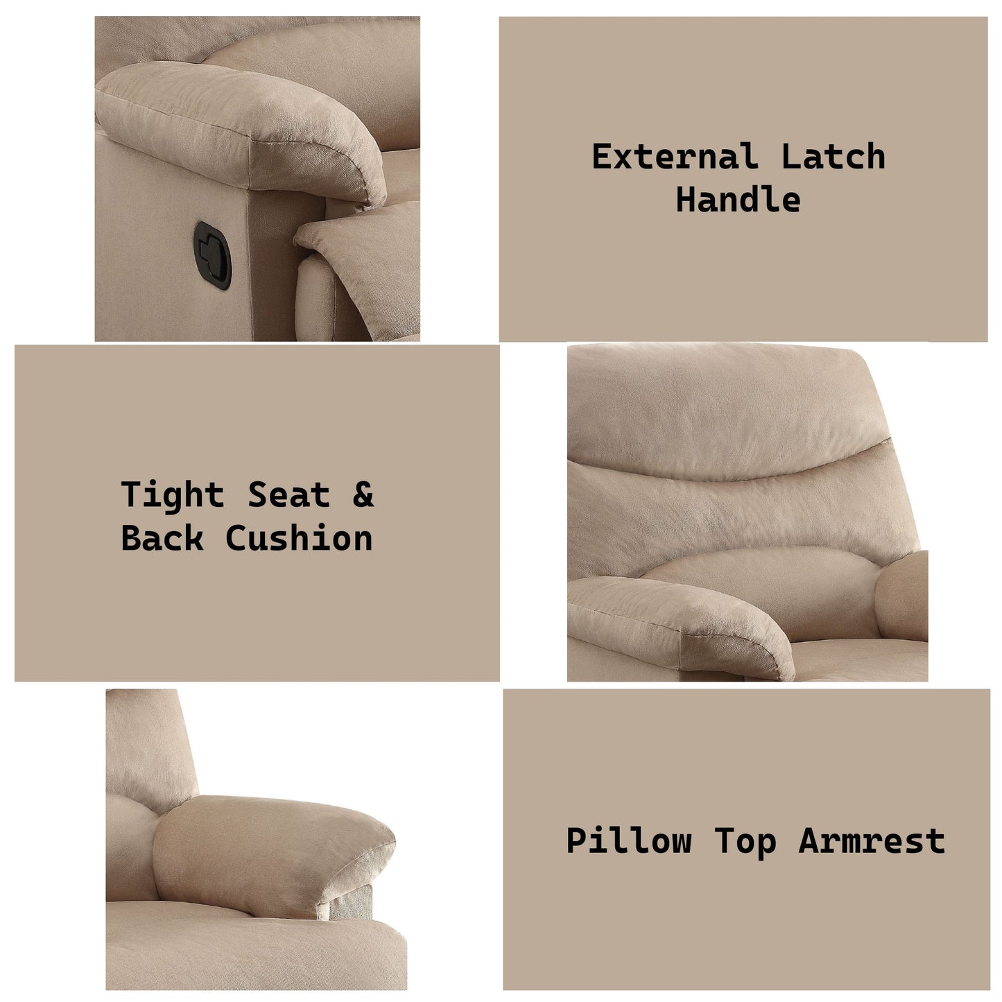 Arcadia Beige Woven Fabric Motion Recliner - 1st Choice Furniture Direct