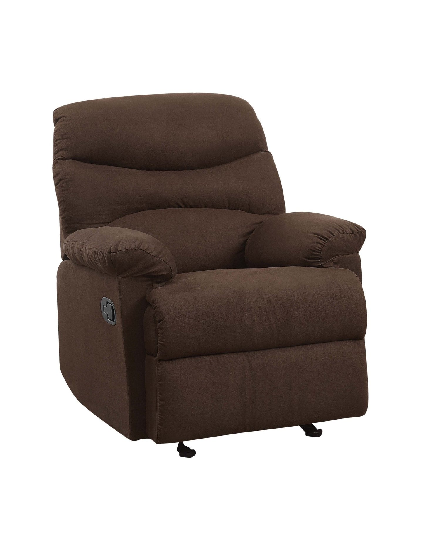 Arcadia Chocolate Microfiber Motion Glider Recliner - 1st Choice Furniture Direct