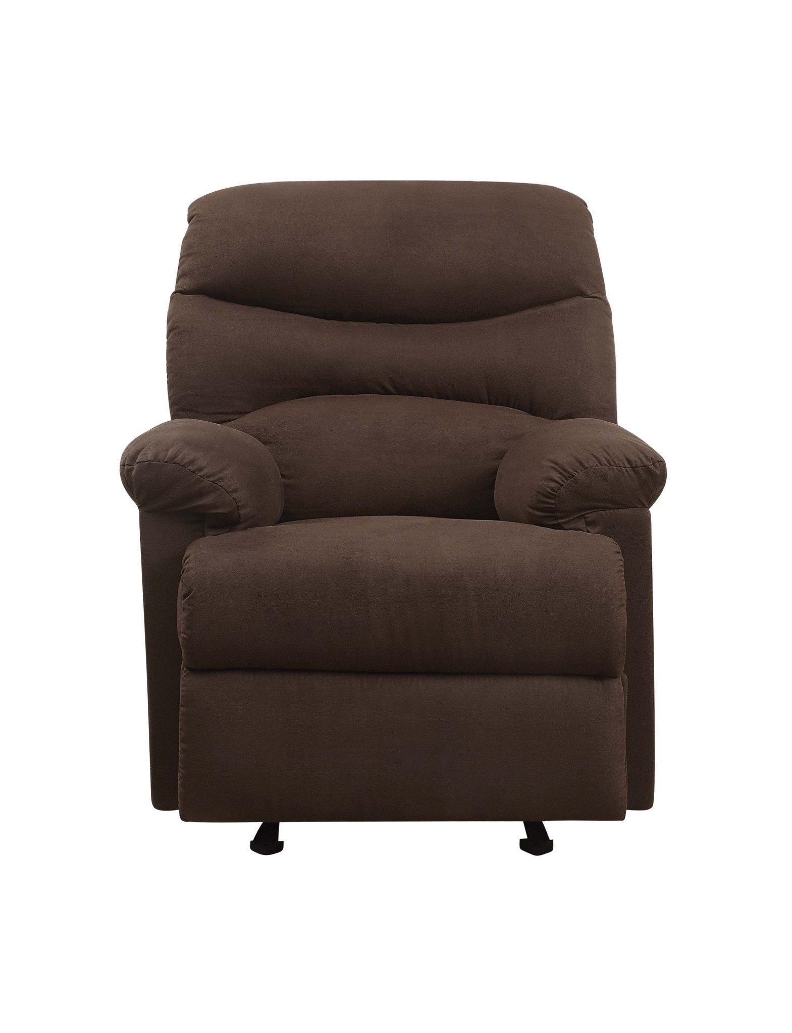 Arcadia Chocolate Microfiber Motion Glider Recliner - 1st Choice Furniture Direct