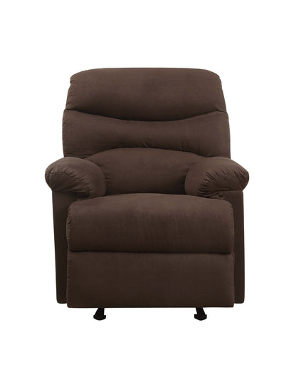 Arcadia Chocolate Microfiber Motion Glider Recliner - 1st Choice Furniture Direct