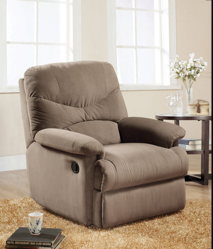 Arcadia Light Brown Microfiber Motion Recliner - 1st Choice Furniture Direct