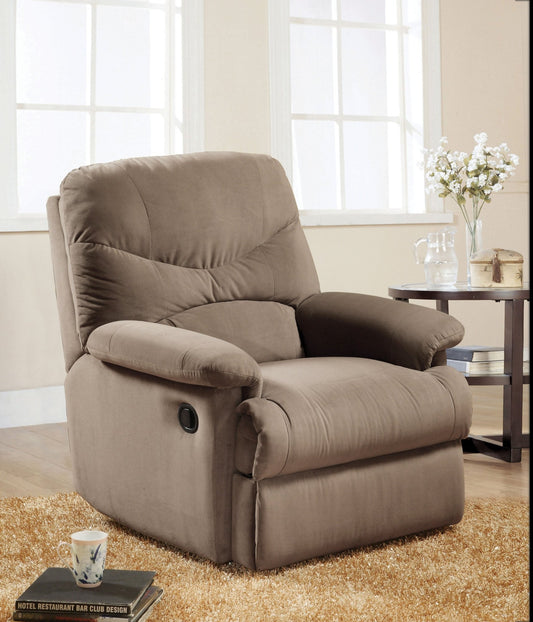 Arcadia Light Brown Microfiber Motion Recliner - 1st Choice Furniture Direct