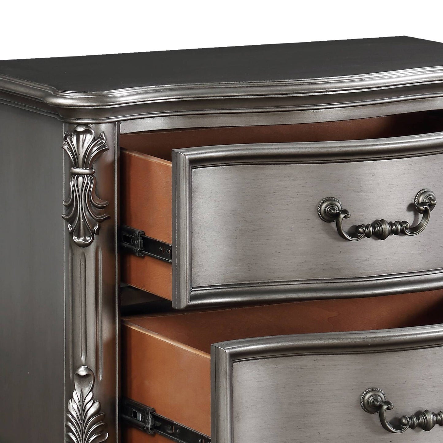 Ariadne Antique Platinum Finish NightStand - 1st Choice Furniture Direct
