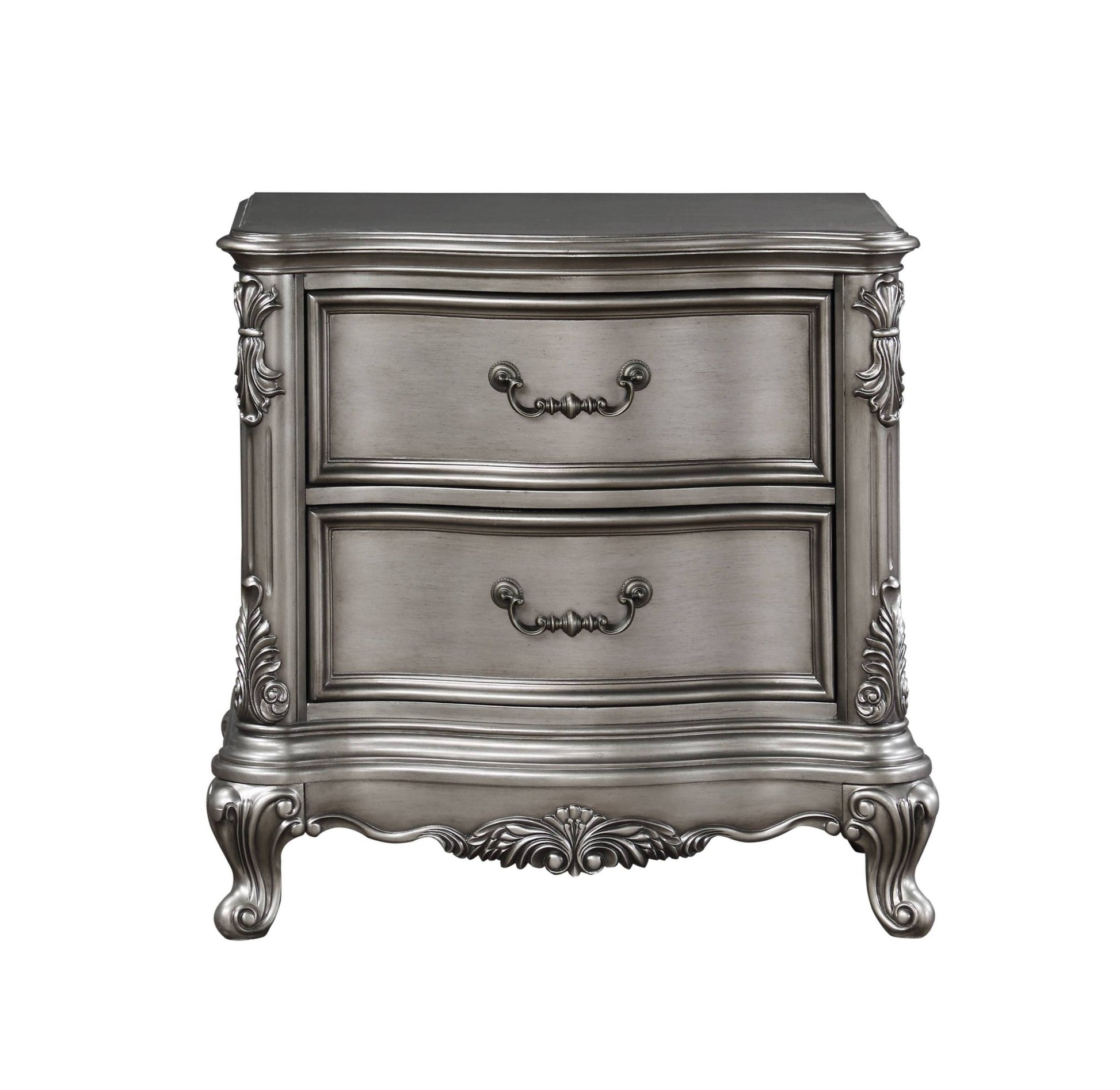 Ariadne Antique Platinum Finish NightStand - 1st Choice Furniture Direct