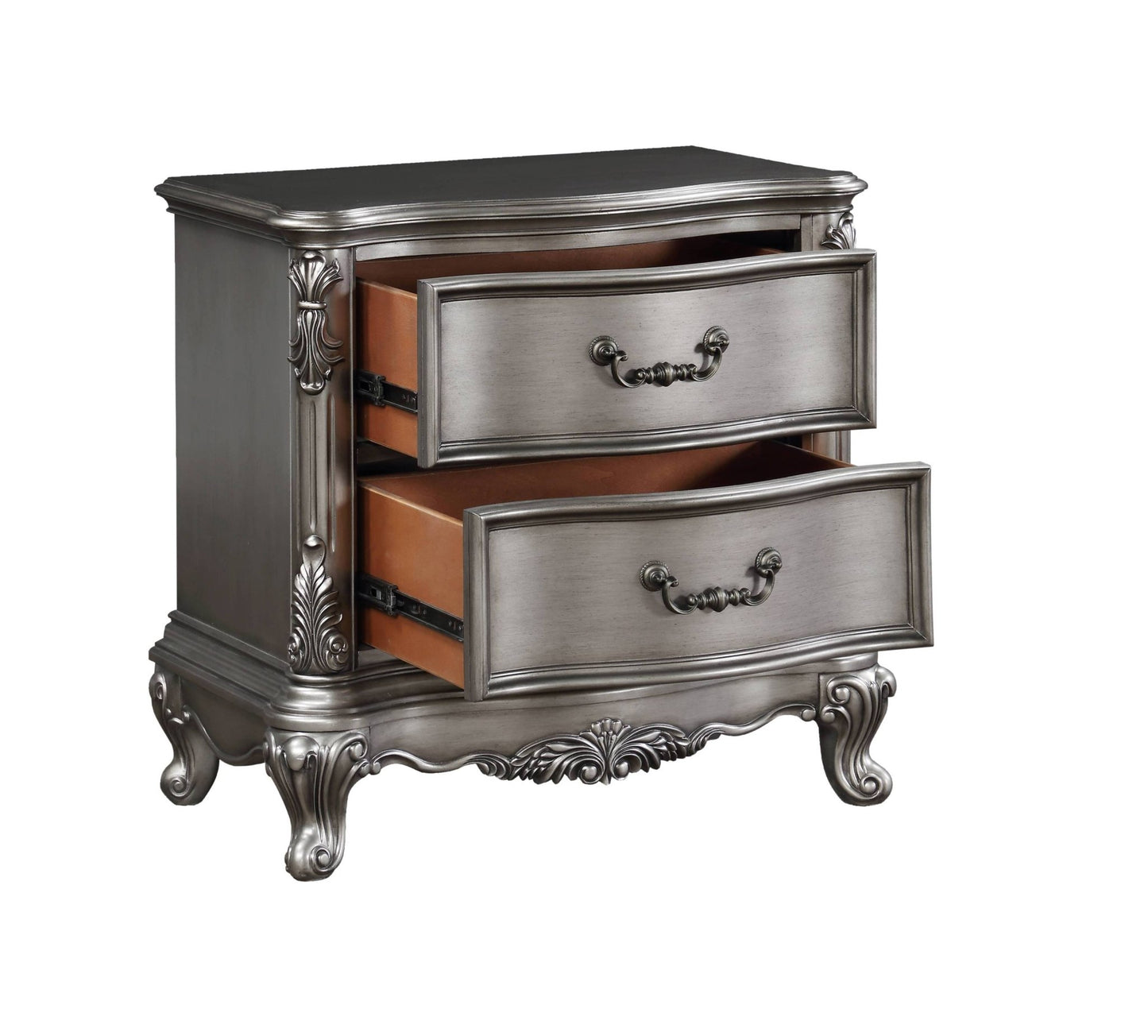 Ariadne Antique Platinum Finish NightStand - 1st Choice Furniture Direct