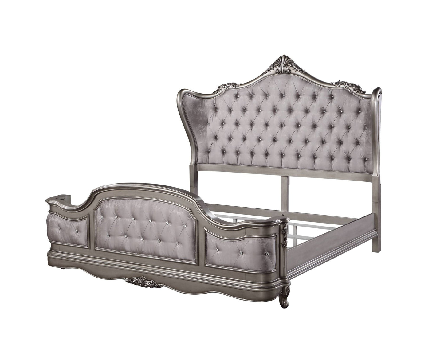 Ariadne Velvet & Antique Platinum Finish CAL. King Bed - 1st Choice Furniture Direct