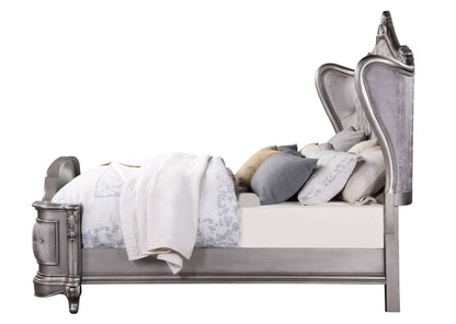 Ariadne Velvet & Antique Platinum Finish CAL. King Bed - 1st Choice Furniture Direct