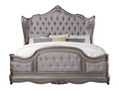 Ariadne Velvet & Antique Platinum Finish CAL. King Bed - 1st Choice Furniture Direct