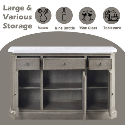 Artificial Marble Top Server with Felt-Lined Drawers - 1st Choice Furniture Direct