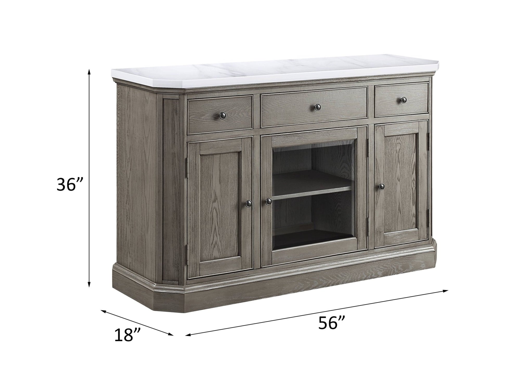 Artificial Marble Top Server with Felt-Lined Drawers - 1st Choice Furniture Direct