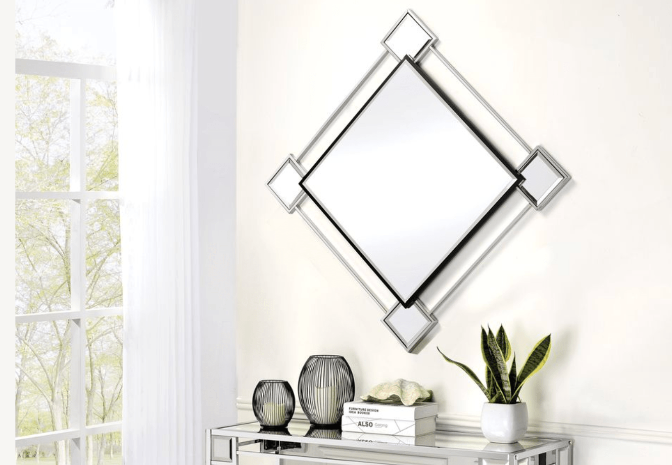 Asbury Mirrored & Chrome Finish Accent Mirror (Assembled) - 1st Choice Furniture Direct