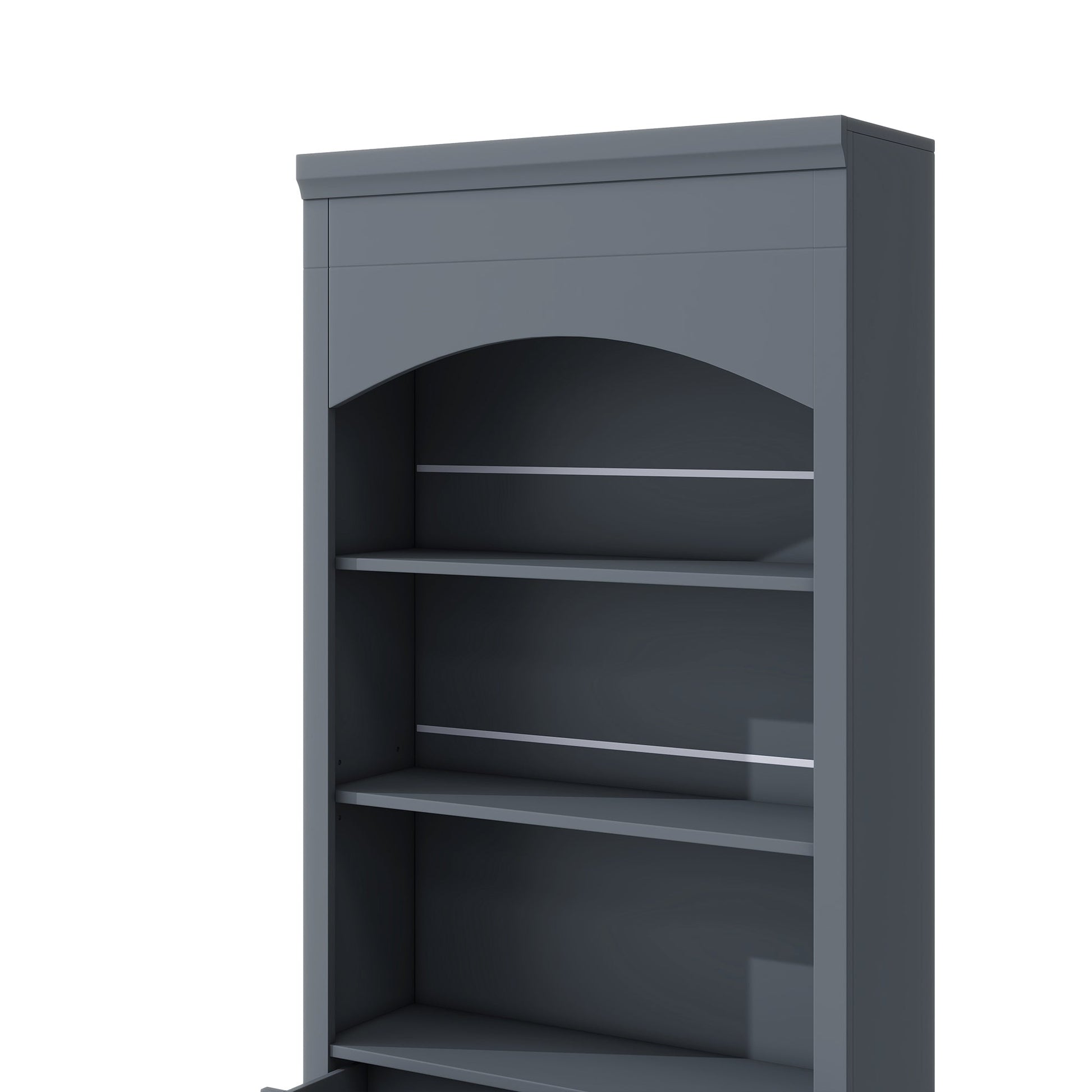[Assembly Video Provided] TOPMAX Modern 83.7inch High Kitchen Pantry, Freestanding Tall Kitchen Hutch with Faux Marble Top, Display Cupboard Cabinet with 5 Storage Drawers and Adjustable Shelf, Gray - 1st Choice Furniture Direct