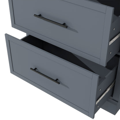 [Assembly Video Provided] TOPMAX Modern 83.7inch High Kitchen Pantry, Freestanding Tall Kitchen Hutch with Faux Marble Top, Display Cupboard Cabinet with 5 Storage Drawers and Adjustable Shelf, Gray - 1st Choice Furniture Direct
