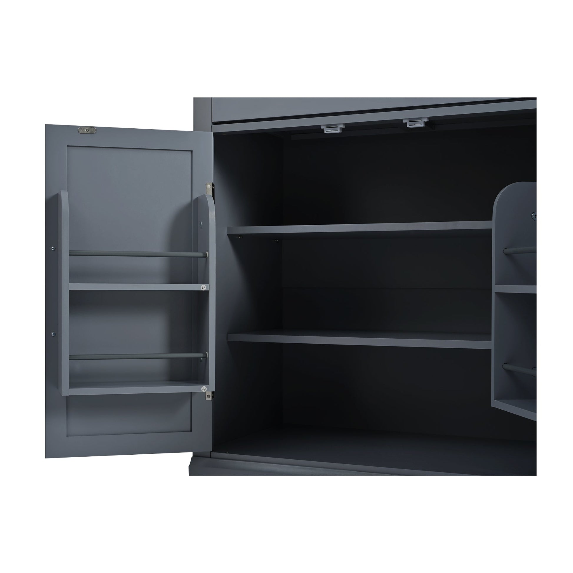 [Assembly Video Provided] TOPMAX Modern Freestanding Kitchen Pantry,Buffet Food Storage, Coffee Bar Cabinet with Drawer, 2 Adjustable Shelves and 2 Door Shelves for Dining, Kitchen, Set of 2, Gray - 1st Choice Furniture Direct