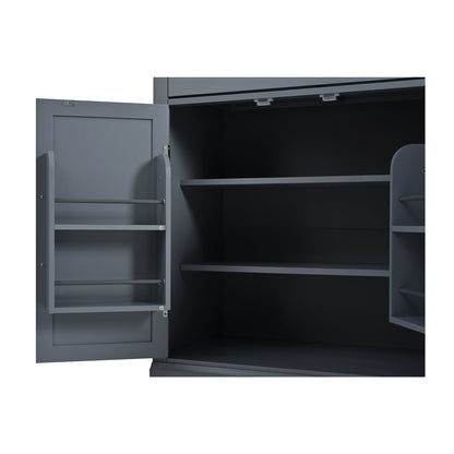 [Assembly Video Provided] TOPMAX Modern Freestanding Kitchen Pantry,Buffet Food Storage, Coffee Bar Cabinet with Drawer, 2 Adjustable Shelves and 2 Door Shelves for Dining, Kitchen, Set of 2, Gray - 1st Choice Furniture Direct
