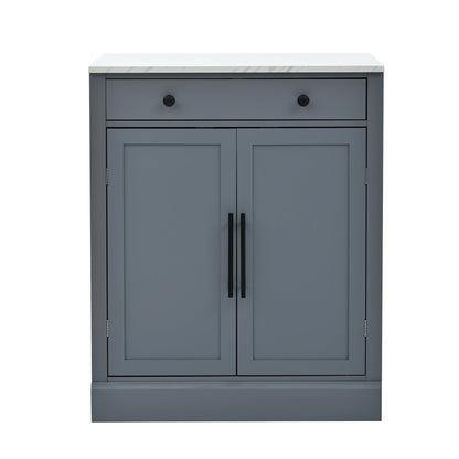 [Assembly Video Provided] TOPMAX Modern Freestanding Kitchen Pantry,Buffet Food Storage, Coffee Bar Cabinet with Drawer, 2 Adjustable Shelves and 2 Door Shelves for Dining, Kitchen, Set of 2, Gray - 1st Choice Furniture Direct