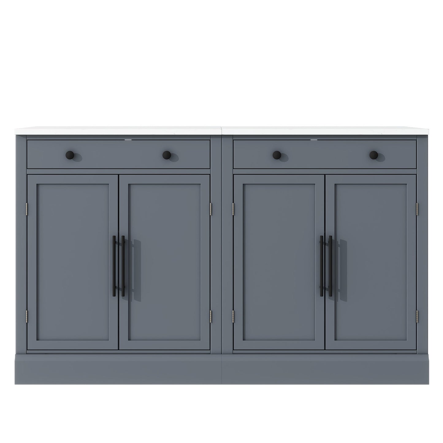 [Assembly Video Provided] TOPMAX Modern Freestanding Kitchen Pantry,Buffet Food Storage, Coffee Bar Cabinet with Drawer, 2 Adjustable Shelves and 2 Door Shelves for Dining, Kitchen, Set of 2, Gray - 1st Choice Furniture Direct