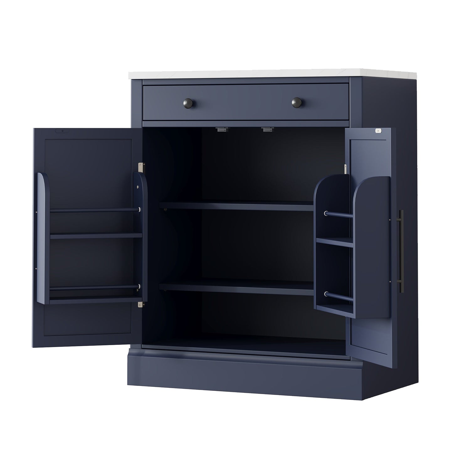 [Assembly Video Provided] TOPMAX Modern Freestanding Kitchen Pantry,Buffet Food Storage, Coffee Bar Cabinet with Drawer, 2 Adjustable Shelves and 2 Door Shelves for Dining, Kitchen, Set of 2, Blue - 1st Choice Furniture Direct